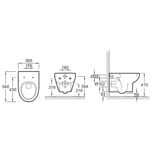 Подвесной унитаз Odeon Up 36,5х54 см, ,, безободковый, без сиденья E4570-00 Jacob Delafon