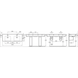 Модуль с раковиной Odeon Up 140 см, серый дуб, подвесной монтаж E4779-00+EB997-E71 Jacob Delafon