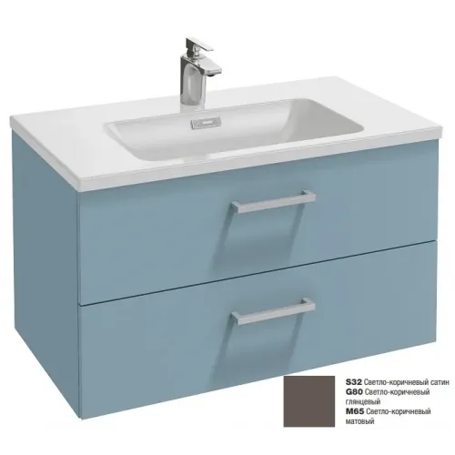 Модуль с раковиной Vox 80 см, светло-коричневый блестящий, прямоугольные ручки, подвесной монтаж EXAE112-Z-00+EB2078-R2-G80 Jacob Delafon