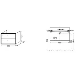 Модуль под раковину Rythmik 59,5х36х42,4 см, 2 выдвижных ящика, светло-коричневый блестящий EB1300-G80 Jacob Delafon