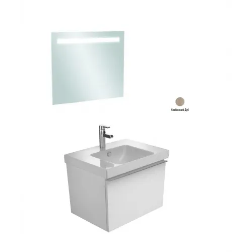 Комплект мебели для ванной Odeon Up 70 см, квебекский дуб, зеркало с подсветкой и функцией "анти-пар", подвесной монтаж, с подсветкой E4732-00+EB1412-NF+EB860-E10 Jacob Delafon