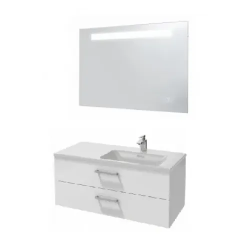 Комплект мебели для ванной Vox 100 см, цвет белый блестящий, подвесной монтаж, с подсветкой EB1161-NF+EXAD112-Z-00+EB2076-R1-N18 Jacob Delafon