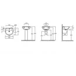 Подвесная раковина Brive 50х43,5х15 см, санфарфор, с отв. под смеситель E1345F-00 Jacob Delafon