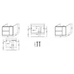 Модуль под раковину Soprano 76х53,5х63,4 см, черное дерево меламин, 2 выдвижных ящика, 1 дверца EB1330-E15 Jacob Delafon