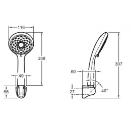 Душевая лейка Awaken с настенным держателем, 3 режима, шланг в комплекте E76759-CP Jacob Delafon
