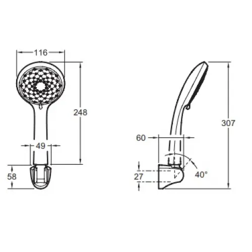 Душевая лейка Awaken с настенным держателем, 3 режима, шланг в комплекте E76759-CP Jacob Delafon