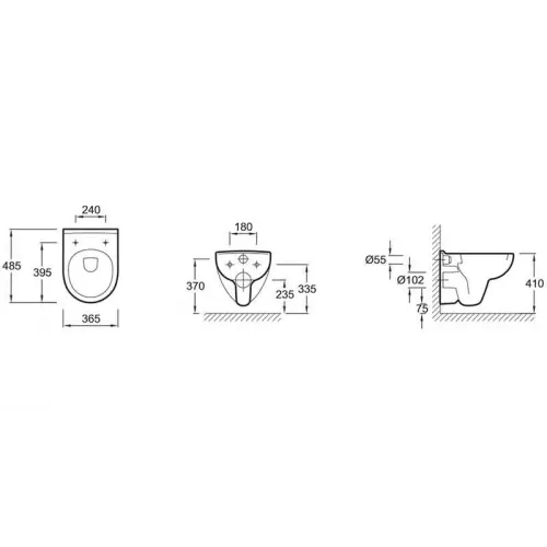 Подвесной унитаз Odeon Up 36,5х48,5 см, укороченный, без сиденья E4705-00 Jacob Delafon