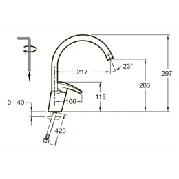 Смеситель для кухни Panache хром, поворотный излив E76241-CP Jacob Delafon