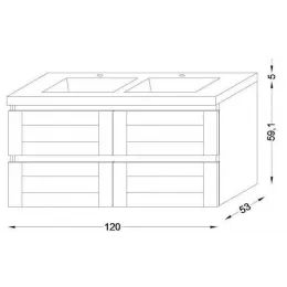 Модуль под раковину Lignum 120х53х59,1 см, пепельный дуб EB1256RU-P01 Jacob Delafon