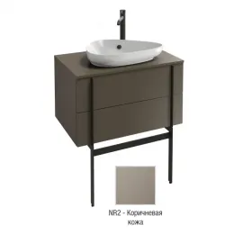 Модуль с раковиной Nouvelle Vague 80 см, коричневая кожа, подвесной монтаж EB3039-NR2+EVI002-MG2 Jacob Delafon