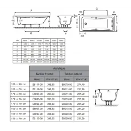 Акриловая ванна Odeon Up 170х75 см, с хромированными ручками E6049-00 Jacob Delafon