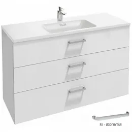 Модуль с раковиной Vox 120 см, белый блестящий, изогнутая ручка, подвесной монтаж EXAB112-Z-00+EB2091-R1-G1C Jacob Delafon