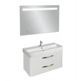 Комплект мебели для ванной Replay 100 см, белый, с 2 ящиками, с подсветкой, подвесной монтаж E4491-00+EB1161-NF+EB1047-G1C Jacob Delafon