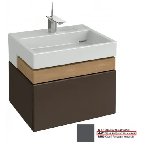 Модуль под раковину Terrace 60х48х38 см, серый антрацит глянцевый, верхний ящик из цельного дерева, система push-to-open EB1185-442 Jacob Delafon