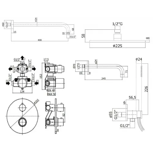 Комплект для ванны PAFFONI Light KITLIQ019BO141