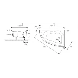 Акриловая ванна Micromega Duo 150х100 см, правосторонняя, асимметричная E60218RU-00 Jacob Delafon