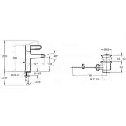 Смеситель для биде Odeon Rive Gauche с донным клапаном E21033-CP-CP Jacob Delafon