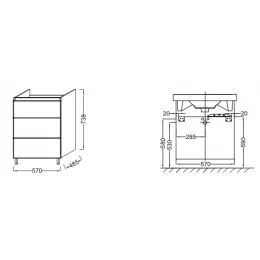 Модуль под раковину Odeon Up 57х48,5х74 см, черное дерево EB990-E15 Jacob Delafon