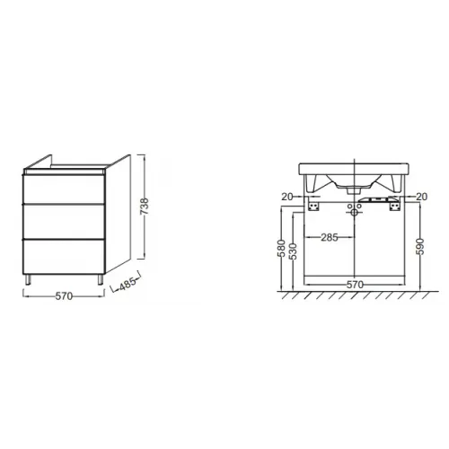 Модуль под раковину Odeon Up 57х48,5х74 см, черное дерево EB990-E15 Jacob Delafon