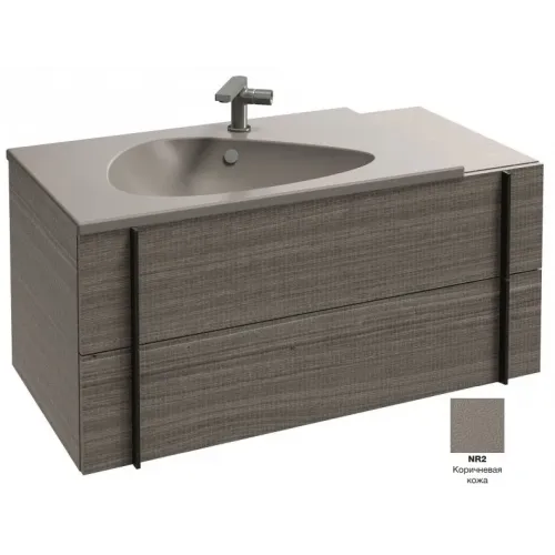 Модуль под раковину Nouvelle Vague 100х50,7х45,5 см, 2 ящика, 1 столешница, коричневая кожа EB3031-NR2 Jacob Delafon