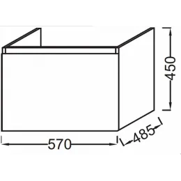 Модуль с раковиной Odeon Up 60 см, черное дерево меламин, 1 ящик, с 1 отверстием под смеситель, подвесной монтаж E4778-00+EB877-E15 Jacob Delafon
