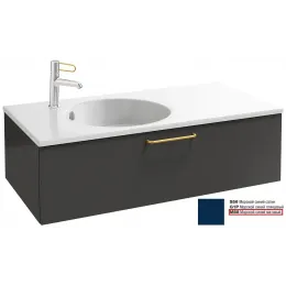 Модуль под раковину Odeon Rive Gauche 100х50,8х28,3 см, 1 ящик, морской синий матовый, ручка - золото, установка в угол EB2516-R8-M88 Jacob Delafon