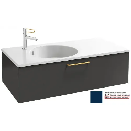 Модуль под раковину Odeon Rive Gauche 100х50,8х28,3 см, 1 ящик, морской синий матовый, ручка - золото, установка в угол EB2516-R8-M88 Jacob Delafon