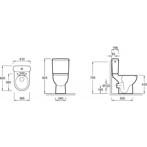 Унитаз-компакт Odeon Up 41х60 см, боковая подводка, горизонтальный выпуск, с сиденьем E0374-00 Jacob Delafon