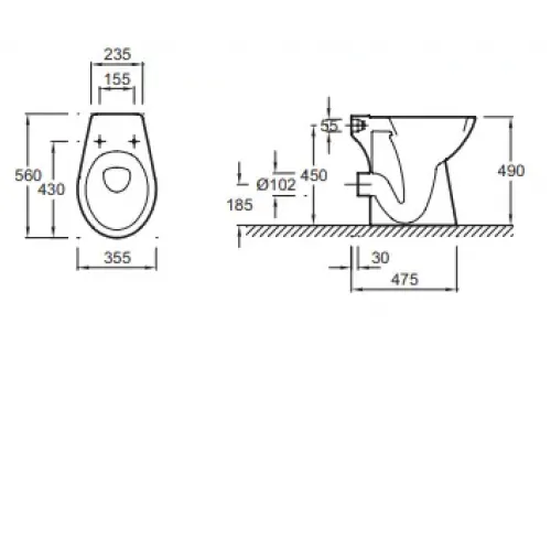 Чаша унитаза-компакта Brive без сиденья, горизонтальный выпуск, высокий E1738-00 Jacob Delafon