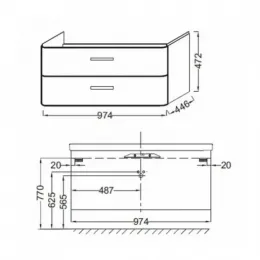 Комплект мебели для ванной Replay 100 см, белый, 2 ящика, с подсветкой, подвесной монтаж E4487-00+EB1161-NF+EB1047-G1C Jacob Delafon