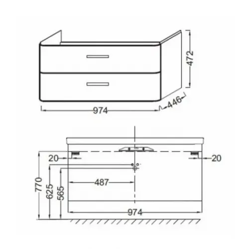 Комплект мебели для ванной Replay 100 см, белый, 2 ящика, с подсветкой, подвесной монтаж E4487-00+EB1161-NF+EB1047-G1C Jacob Delafon