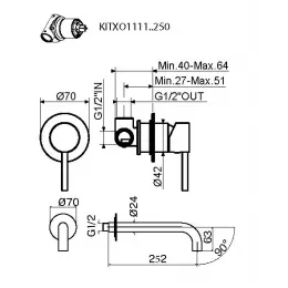 Комплект смесителя для раковины Plumberia Selection KITXO1135RS250