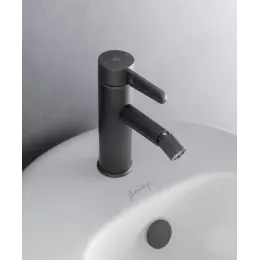 Смеситель для биде Nouvelle Vague матовый черный, гибкая подводка в комплекте, чёрный цвет, с донным клапаном E78342-BLV Jacob Delafon