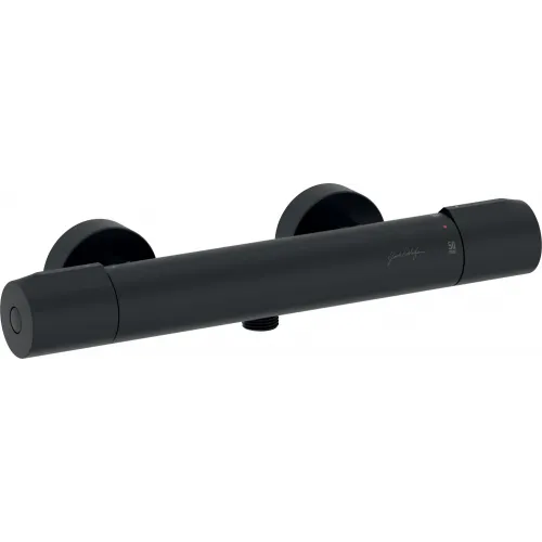 Настенный смеситель без излива Metro чёрный цвет, без лейки, термостат E24394-BL Jacob Delafon