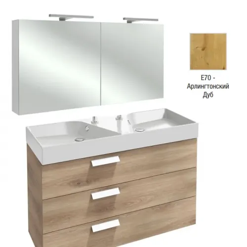 Комплект мебели для ванной Rythmik 120 см, зеркальный шкаф, арлингтонский дуб, с подсветкой, подвесной монтаж EXM112-Z-00+EB798RU-E70+EB1311-E70 Jacob Delafon