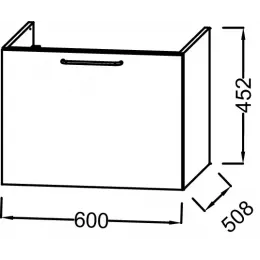 Модуль под раковину Odeon Rive Gauche 60х50,8х45,2 см, 1 ящик, белый, черная ручка EB2510-R9-N18 Jacob Delafon