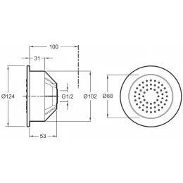 Форсунка для бокового душа WaterTile 54 выпускных отверстия E8014-CP Jacob Delafon