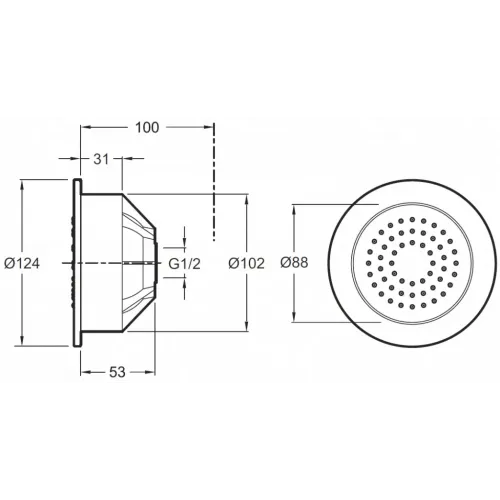 Форсунка для бокового душа WaterTile 54 выпускных отверстия E8014-CP Jacob Delafon