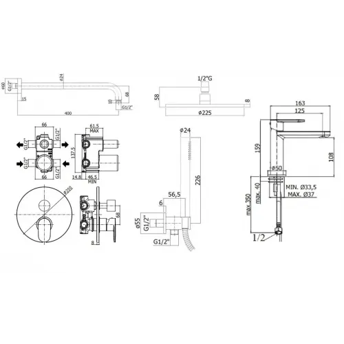 Комплект для душа Paffoni Candy KITCA018RCR071