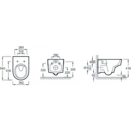 Подвесной унитаз Odeon Rive Gauche 36,2х54 см, безободковый, без сиденья EDR102-00 Jacob Delafon