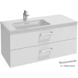 Модуль с раковиной Vox 100 см, блестящий белый, прямоугольные ручки, 2 выдвижных ящика, подвесной монтаж EXAC112-Z-00+EB2075-R2-G1C Jacob Delafon