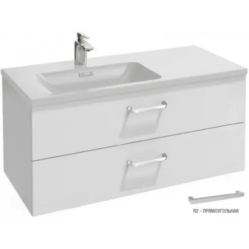 Модуль с раковиной Vox 100 см, блестящий белый, прямоугольные ручки, 2 выдвижных ящика, подвесной монтаж EXAC112-Z-00+EB2075-R2-G1C Jacob Delafon