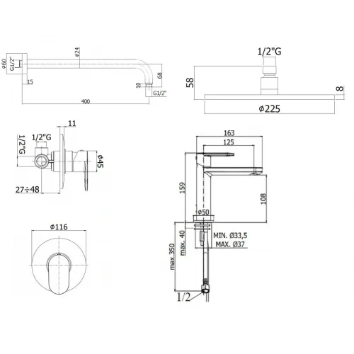 Комплект для душа Paffoni Candy KITCA010CR071