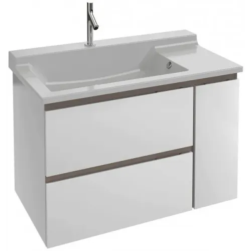 Модуль под раковину Soprano 96х53,5х63,4 см, белый глянец/матовый базальт, 1 дверца и 2 выдвижных ящика EB1331-N08-N18 Jacob Delafon