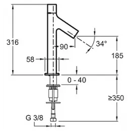 Смеситель для умывальника Talan неповоротный излив, без донного клапана, холодный старт E10379RU-CP Jacob Delafon