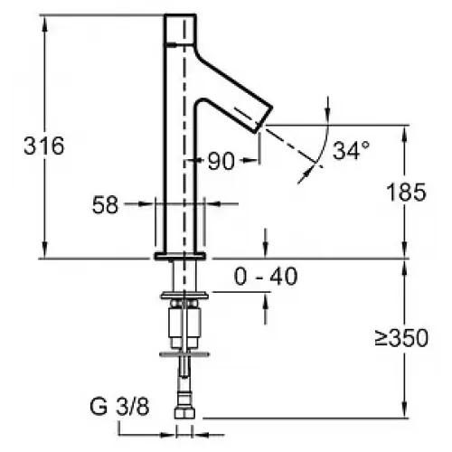 Смеситель для умывальника Talan неповоротный излив, без донного клапана, холодный старт E10379RU-CP Jacob Delafon