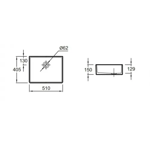 Накладная раковина Delta 51х40,5х15 см, без отверстия перелива, санфарфор ESA01-00 Jacob Delafon