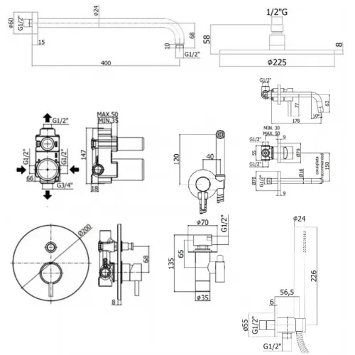 Комплект смесителей PAFFONI Light KITZLIG015CR006