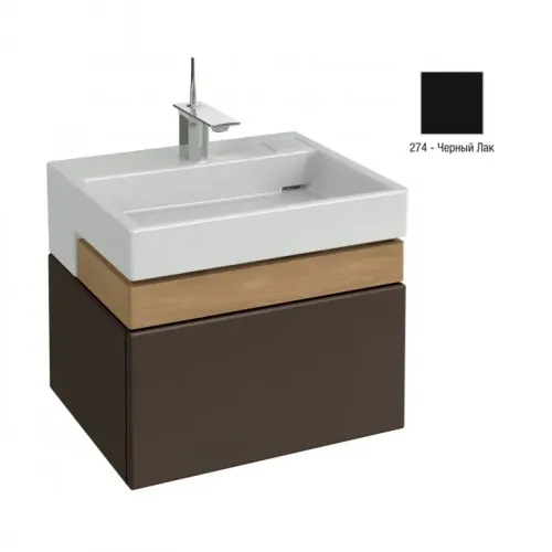 Модуль с раковиной Terrace 60 см, черный блестящий, подвесной монтаж, система push-to-open EXE112-00+EB1185-274 Jacob Delafon