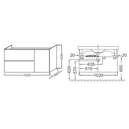 Модуль под раковину Odeon Up 102х48,5х53 см, серый бетон EB891-N26 Jacob Delafon
